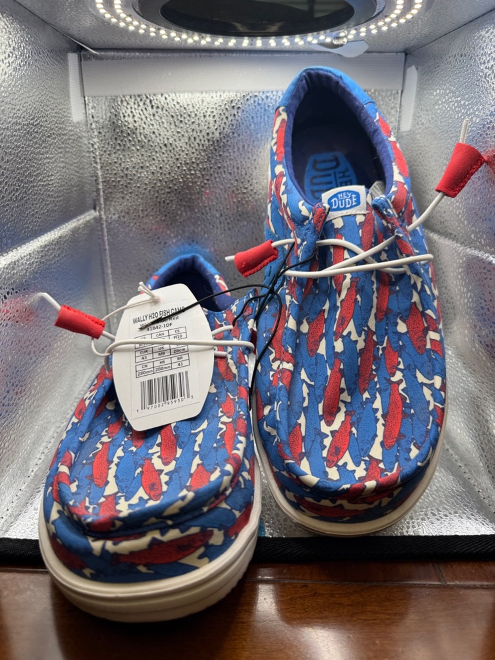 Hey Dude Kids Blue & Red Fish-Print Wally Sneakers
